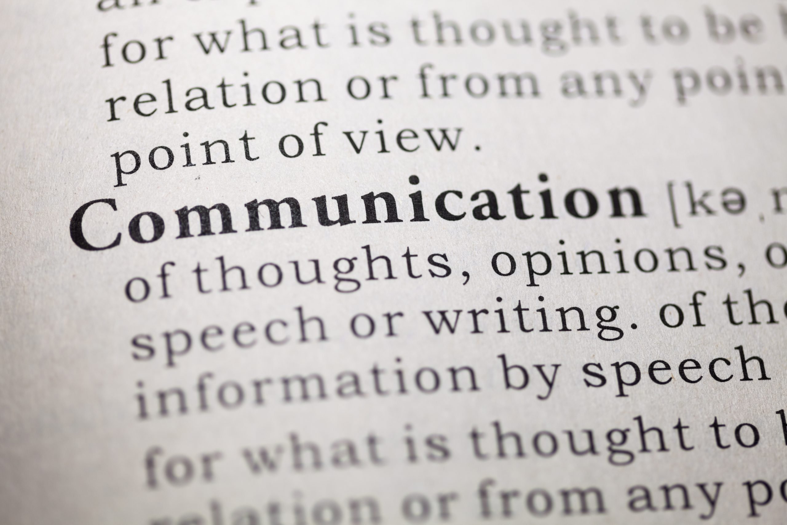 Dictionary definition of the word 'communication'