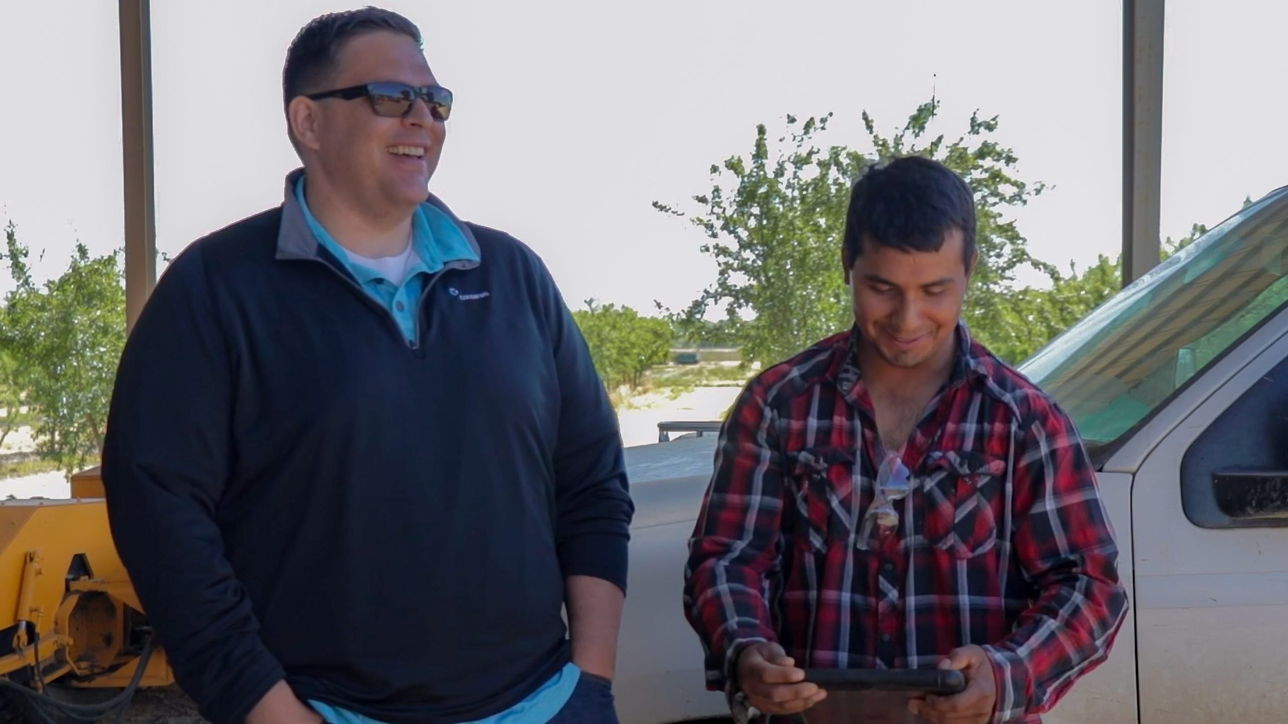 Senior Product Manager, Stu Clark on a CA orchard